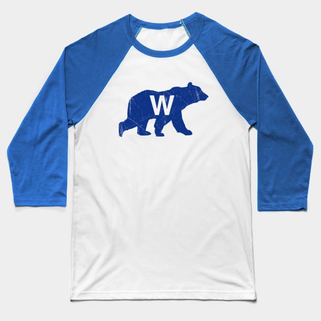 Vintage W Bear - White Baseball T-Shirt by KFig21